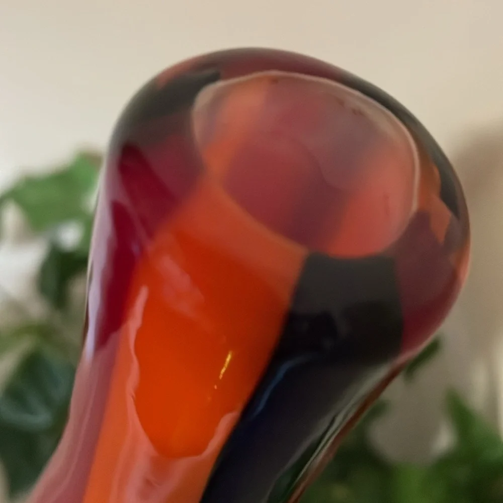 Exquisite Vintage Murano Cased Tri-Colored Striped Vase! - Picture 9 of 15